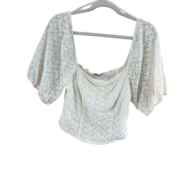 Louna Rent The Runway White Puff Sleeve Crop Top - Picture 9 of 10
